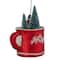 4.25" Christmas Trees & Snowman in a Cup Glass Ornament